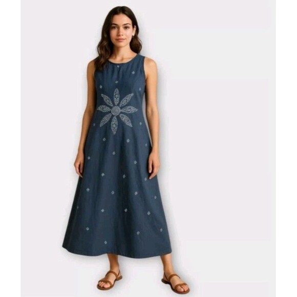 J Crew Blue Floral Dress Womens Size 10 Medium - Picture 1 of 8